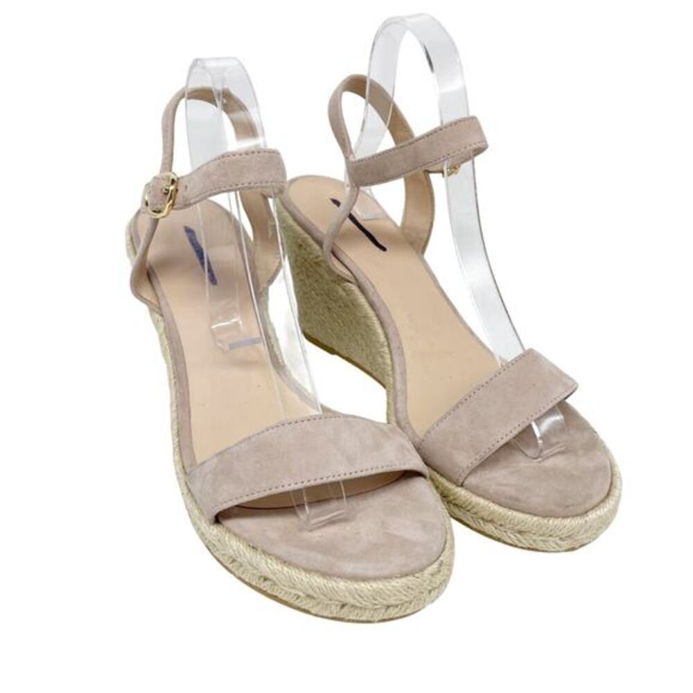 Stuart‎ Weitzman Women's Teddi Espadrille Wedge Sandals Cream Size 9 B